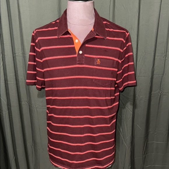 Original Penguin Other - Original Penguin Men's Polo Shirt - Red and Orange Stripes